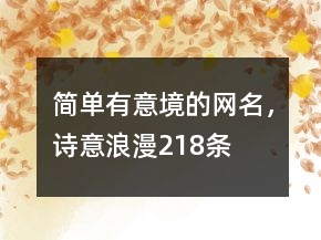 簡單有意境的網(wǎng)名，詩意浪漫218條