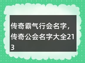 傳奇霸氣行會名字，傳奇公會名字大全213條