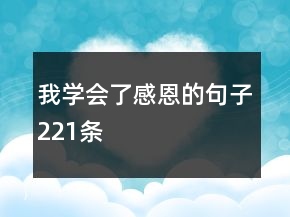 我學(xué)會(huì)了感恩的句子221條