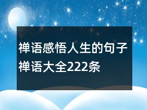 禪語感悟人生的句子禪語大全222條
