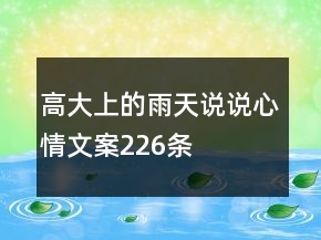 高大上的雨天說說心情文案226條