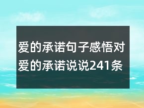愛的承諾句子感悟?qū)鄣某兄Z說說241條