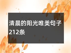 清晨的陽(yáng)光唯美句子212條