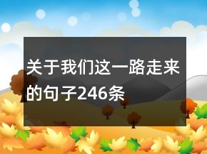 關(guān)于我們這一路走來(lái)的句子246條