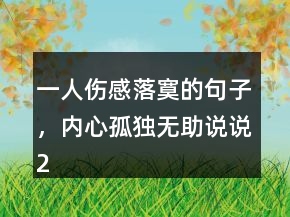 一人傷感落寞的句子，內(nèi)心孤獨無助說說210條