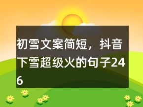 初雪文案簡短，抖音下雪超級(jí)火的句子246條