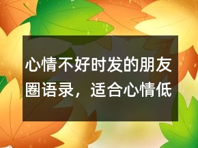 心情不好時(shí)發(fā)的朋友圈語錄，適合心情低落的句子237條