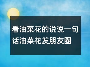 看油菜花的說說一句話油菜花發(fā)朋友圈配的文字，油菜花發(fā)朋友圈配文203條