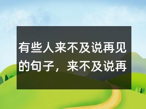 有些人來(lái)不及說(shuō)再見的句子，來(lái)不及說(shuō)再見經(jīng)典語(yǔ)錄248條
