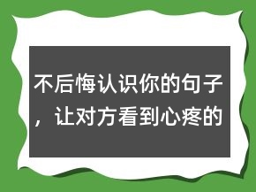 不后悔認識你的句子，讓對方看到心疼的句子248條