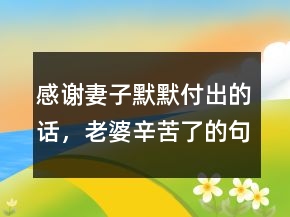 感謝妻子默默付出的話，老婆辛苦了的句子223條