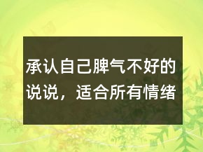承認(rèn)自己脾氣不好的說(shuō)說(shuō)，適合所有情緒的句子201條
