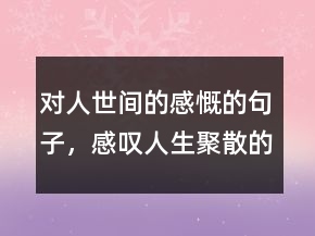 對人世間的感慨的句子，感嘆人生聚散的句子201條
