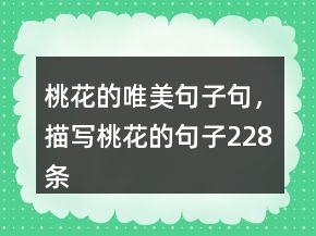 桃花的唯美句子句，描寫桃花的句子228條