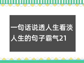 一句話說(shuō)透人生,看淡人生的句子霸氣215條