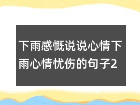 下雨感慨說說心情下雨心情憂傷的句子205條
