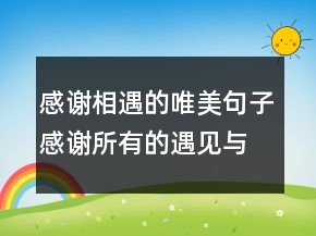 感謝相遇的唯美句子：感謝所有的遇見(jiàn)與陪伴202條