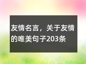 友情名言，關于友情的唯美句子203條