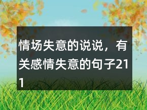 情場(chǎng)失意的說(shuō)說(shuō)，有關(guān)感情失意的句子211條