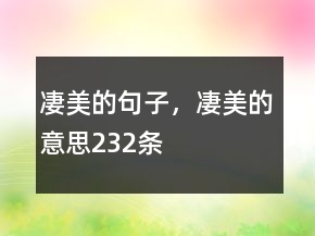 凄美的句子，凄美的意思232條