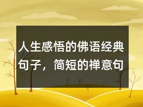 人生感悟的佛語經(jīng)典句子，簡短的禪意句子213條