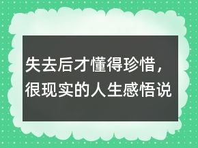 失去后才懂得珍惜，很現(xiàn)實的人生感悟說說234條