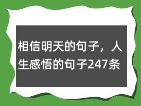 相信明天的句子，人生感悟的句子247條