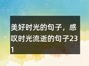 美好時(shí)光的句子，感嘆時(shí)光流逝的句子231條