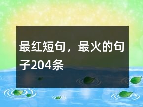 最紅短句，最火的句子204條