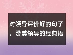 對領(lǐng)導(dǎo)評(píng)價(jià)好的句子，贊美領(lǐng)導(dǎo)的經(jīng)典語句204條