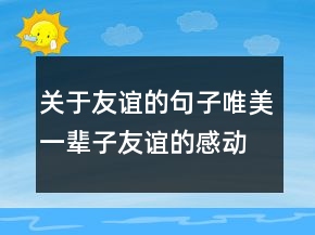 關(guān)于友誼的句子唯美一輩子友誼的感動句子210條