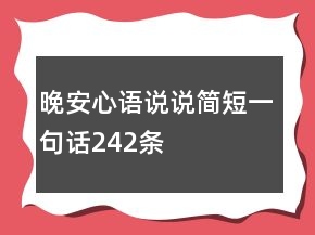 晚安心語(yǔ)說(shuō)說(shuō)簡(jiǎn)短一句話242條