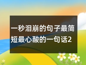 一秒淚崩的句子最簡短最心酸的一句話204條