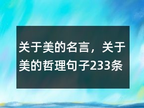 關(guān)于美的名言，關(guān)于美的哲理句子233條