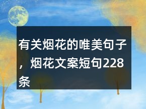 有關(guān)煙花的唯美句子，煙花文案短句228條