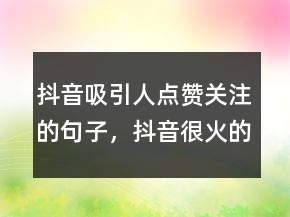 抖音吸引人點(diǎn)贊關(guān)注的句子，抖音很火的短句243條