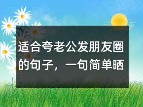 適合夸老公發(fā)朋友圈的句子，一句簡單曬幸福的句子227條
