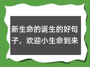 新生命的誕生的好句子，歡迎小生命到來的句子238條