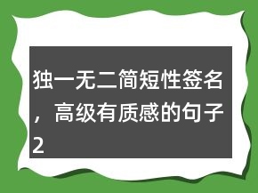 獨(dú)一無二簡(jiǎn)短性簽名，高級(jí)有質(zhì)感的句子201條