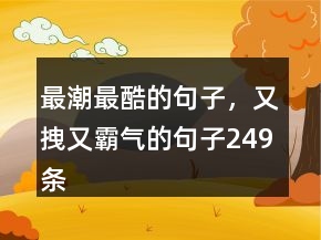 最潮最酷的句子，又拽又霸氣的句子249條