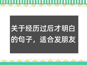 關(guān)于經(jīng)歷過后才明白的句子，適合發(fā)朋友圈正能量短句206條
