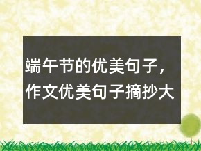 端午節(jié)的優(yōu)美句子，作文優(yōu)美句子摘抄大全242條