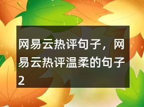 網(wǎng)易云熱評(píng)句子，網(wǎng)易云熱評(píng)溫柔的句子248條