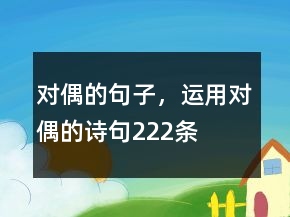 對(duì)偶的句子，運(yùn)用對(duì)偶的詩句222條