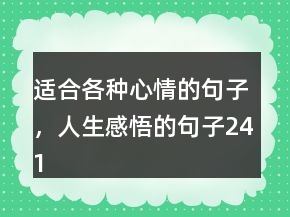 適合各種心情的句子，人生感悟的句子241條