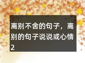離別不舍的句子，離別的句子說(shuō)說(shuō)或心情214條