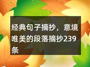 經(jīng)典句子摘抄，意境唯美的段落摘抄239條