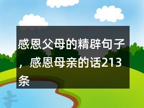 感恩父母的精辟句子，感恩母親的話213條