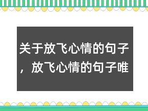 關于放飛心情的句子，放飛心情的句子唯美202條