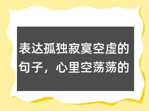 表達(dá)孤獨(dú)寂寞空虛的句子，心里空蕩蕩的唯美句子207條